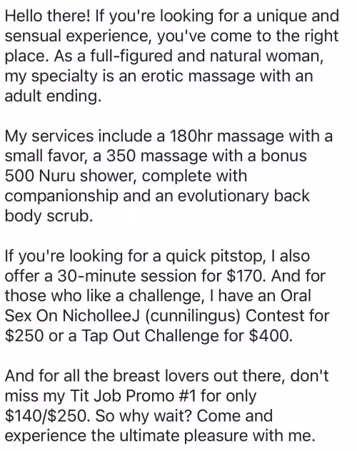 Escort/Massage Nicholee J in Arlington, VA