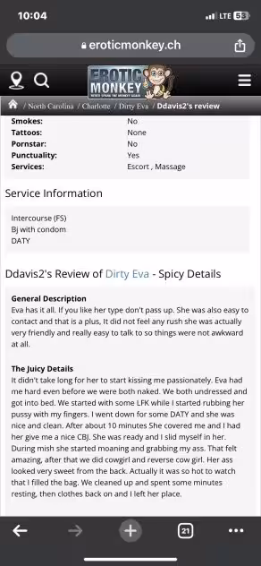 Escort Eva Jones in Charlotte, NC