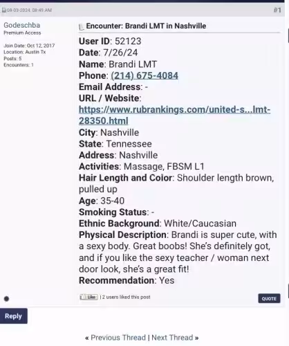 Escort/Massage Brandi in Nashville, TN